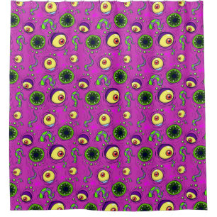 Hungry Monster Seamless Pattern Shower Curtain
