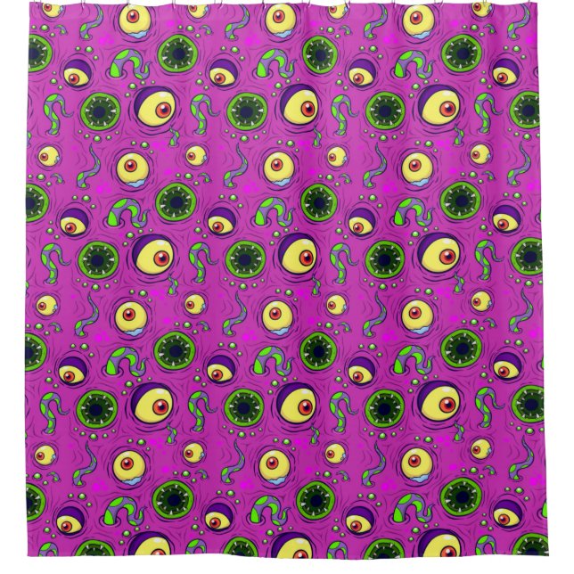 Hungry Monster Seamless Pattern Shower Curtain (Front)