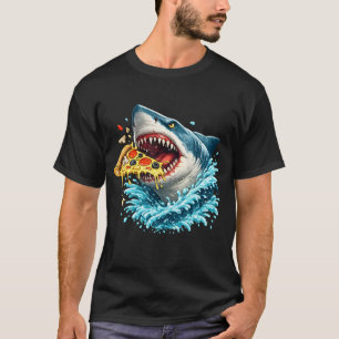 Hungry Pizza Shark Great White Shark Eating Pizza T-Shirt