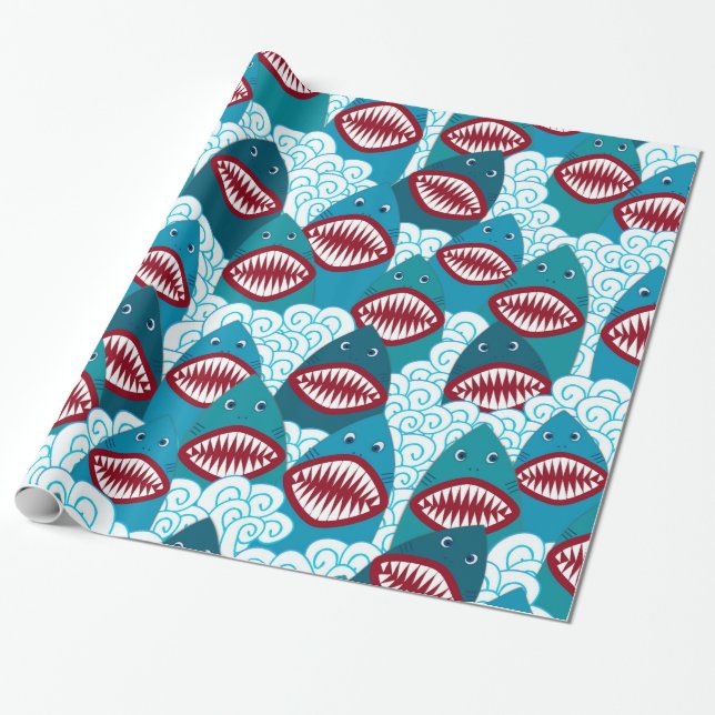 Hungry Sharks Wrapping Paper (Unrolled)
