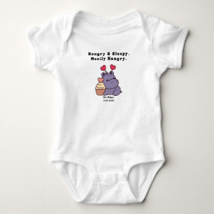 Hungry & Sleepy Hippo - Cute Mostly Hungry Baby Qu Bodysuit