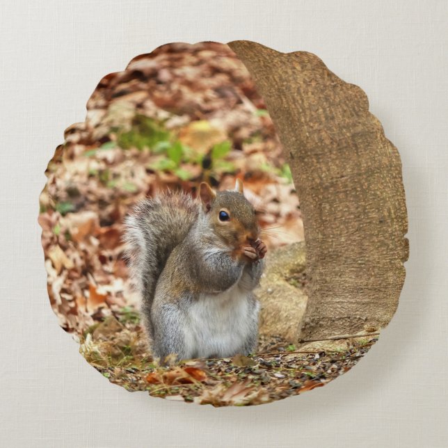 Hungry Squirrel Round Cushion (Front)