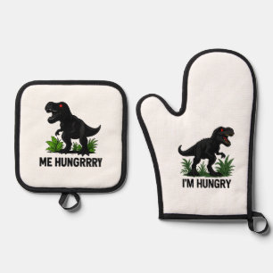 Hungry T-Rex Oven Mitt & Pot Holder Set