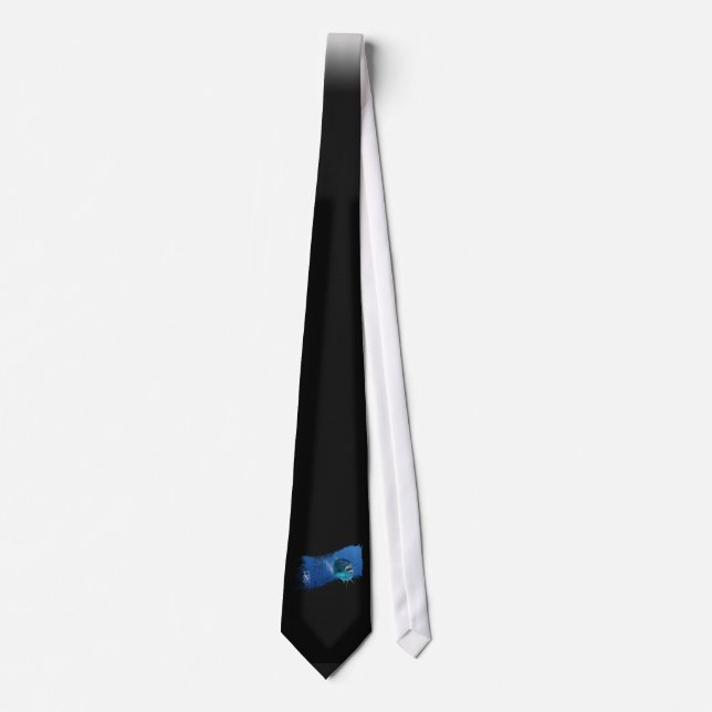 Hungry Tuna on dark metal mesh neck tie (Front)
