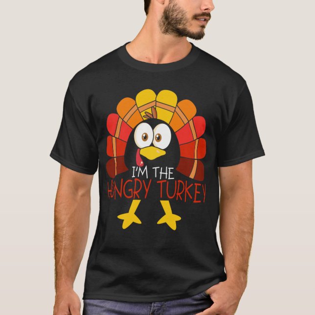 Hungry Turkey Family Matching Thanksgiving Pajamas T-Shirt (Front)