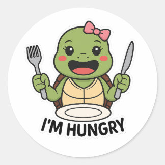 Hungry turtle classic round sticker