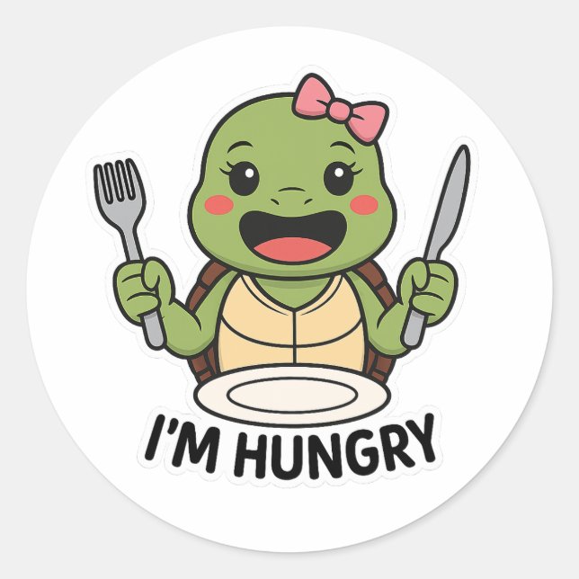 Hungry turtle classic round sticker (Front)