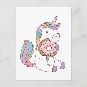 Hungry Unicorns Colourful Unicorn Art Cute Art  Postcard
