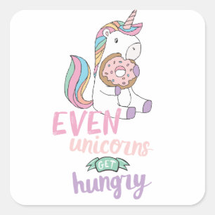 Hungry Unicorns Colourful Unicorn Art Cute Art Square Sticker