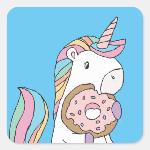 Hungry Unicorns Colourful Unicorn Art Cute Art Square Sticker