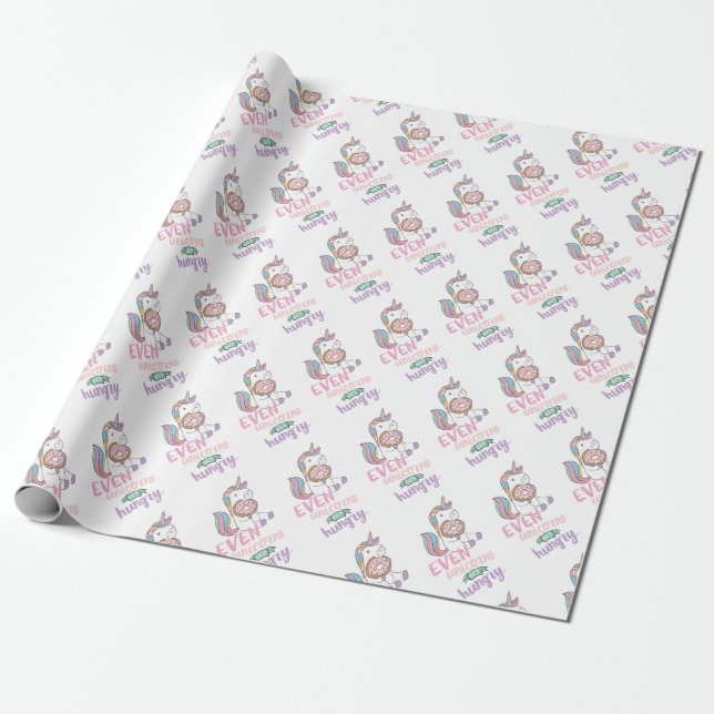 Hungry Unicorns Colourful Unicorn Art Cute Art  Wrapping Paper (Unrolled)