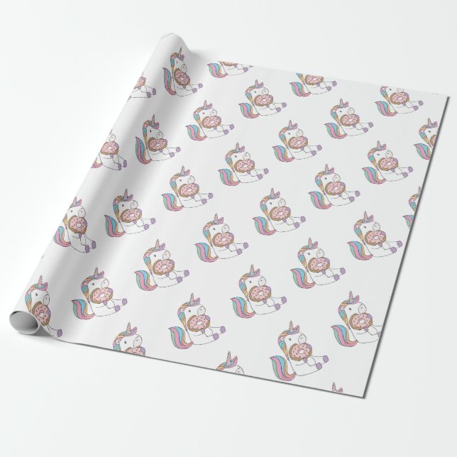 Hungry Unicorns Colourful Unicorn Art Cute Art  Wrapping Paper (Unrolled)