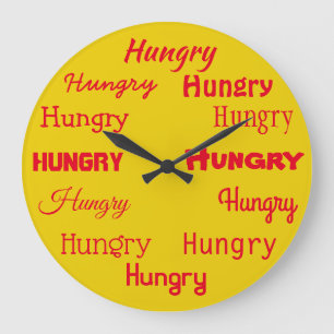 Hungry Word Print Design Funny Large Clock