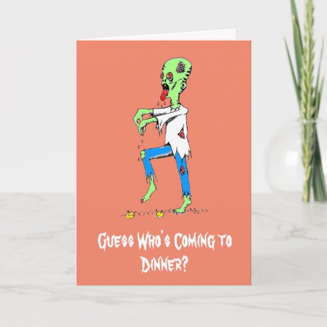 Hungry Zombie Halloween Card (Front)
