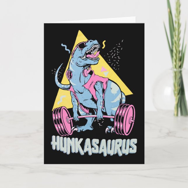 Hunkasaurus T Rex Dinosaur Funny Gym And Workout  Card (Front)