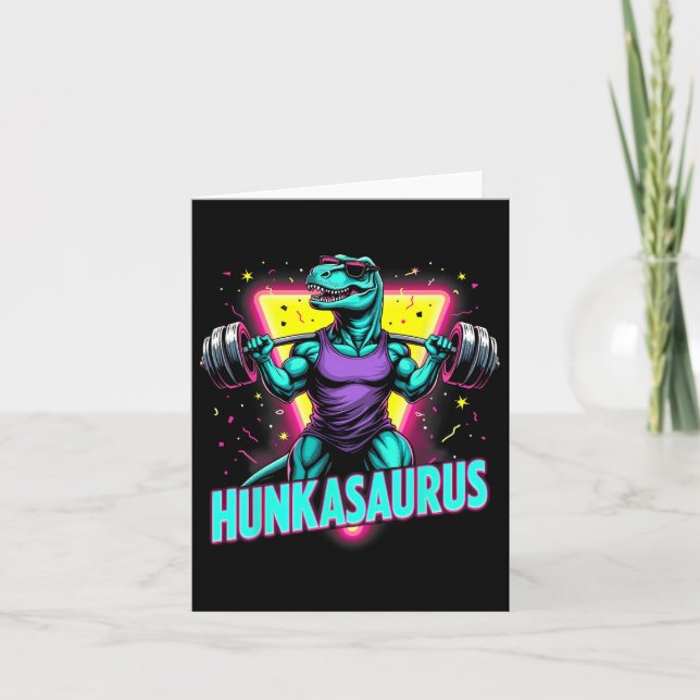 Hunkasaurus Weightlifting Bodybuilding Gym Workout Card (Front)