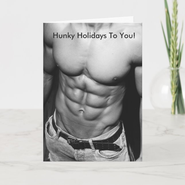 Hunky Holidays Greeting Card (Front)