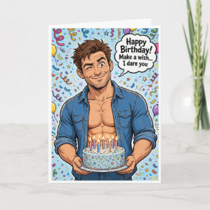 hunky muscle man birthday card