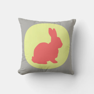 Hunny Bunny Funky Pastel Colors Throw Pillow