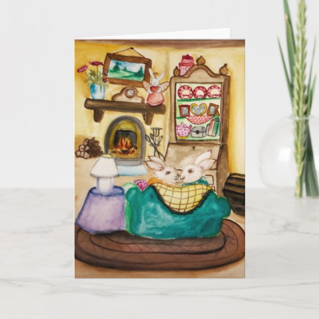 Hunny Bunny honey bunny rabbits valentines day Holiday Card (Front)