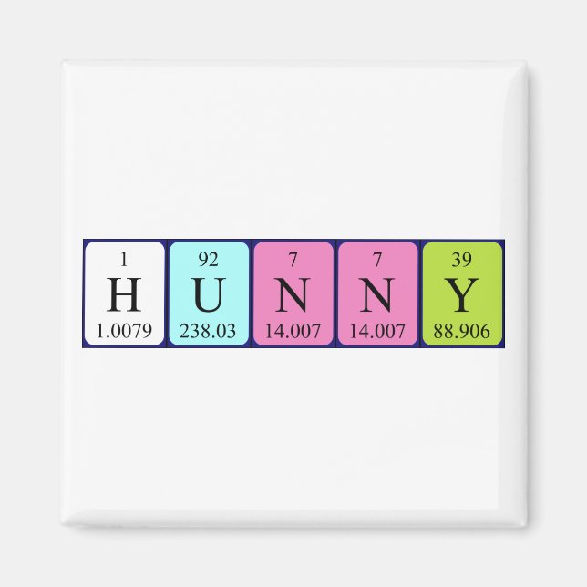 Hunny periodic table name magnet (Front)