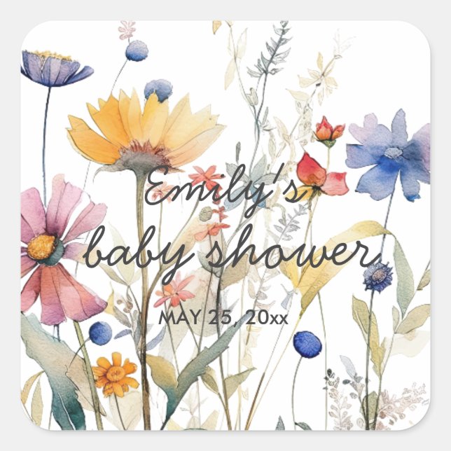 Hunny Wildflower Baby Shower Sticker (Front)