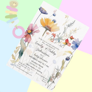 'Hunny' Wildflower Gender Neutral Baby Shower Invitation