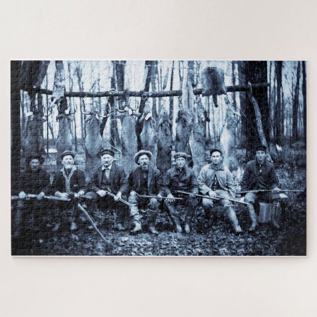 Hunt Club 1911 Vintage Deer Hunters Jigsaw Puzzle (Horizontal)