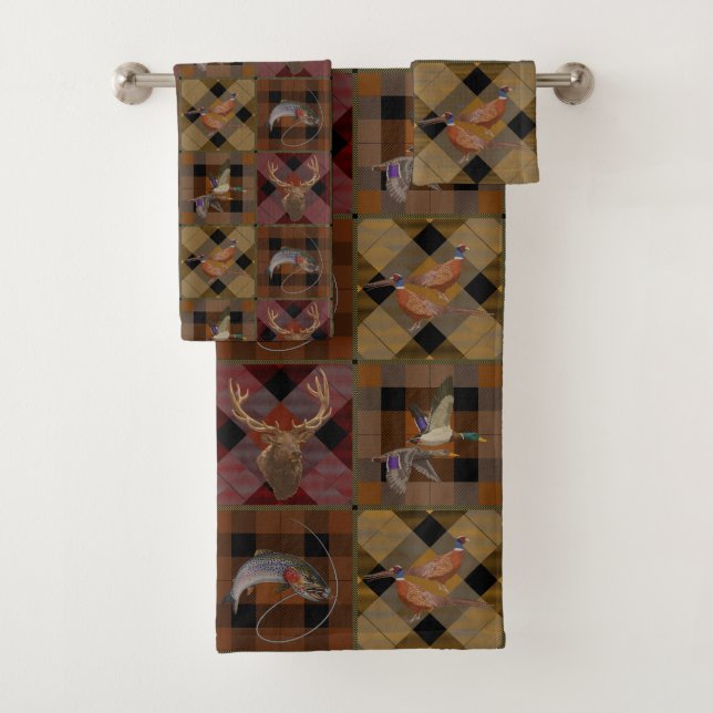 Hunt Club Plaid With Wildlife Game Bath Towel Set (Insitu)