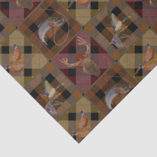 Hunt Club Plaid With Wildlife Game  Tissue Paper