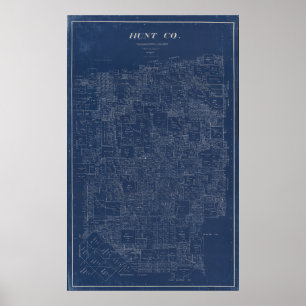 Hunt County, Texas 1894 Vintage Map Poster