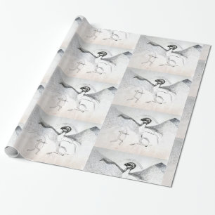 Hunt Graphuc Black White Drawing Wrapping Paper