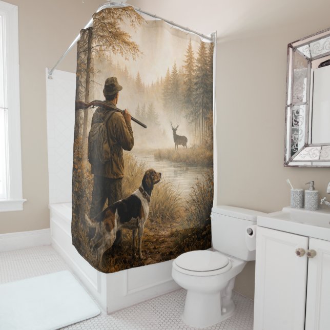 Hunt in the mist shower curtain (In Situ)