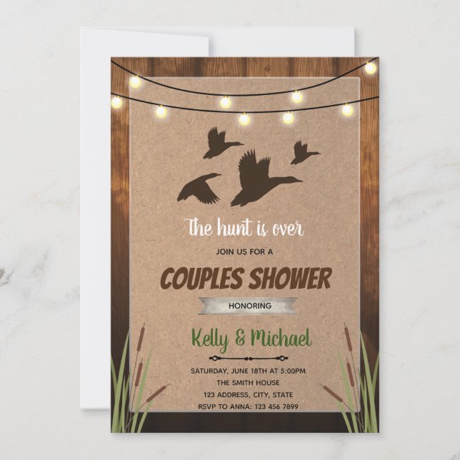Hunt is over couples shower invitation (Front)