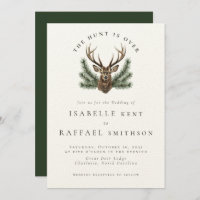 Hunt Is Over Elegant Antler Deer Stag Head Wedding