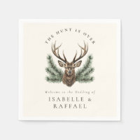 Hunt Is Over Elegant Antler Deer Stag Head Wedding