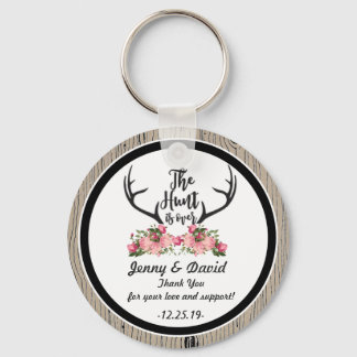 "Hunt is Over" Personalised Key Ring Wedding Favou
