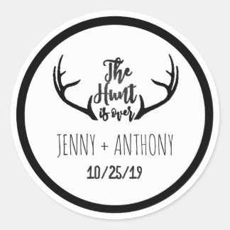 "Hunt is Over" Rustic Antler Save The Date Seal
