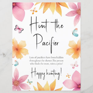 Hunt the Pacifier Baby Shower Games Paper Sheet
