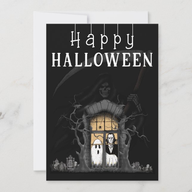Hunted House Halloween Photo Holiday Card (Front)