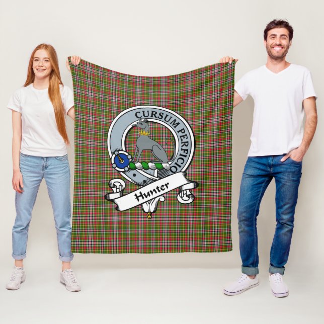 Hunter 1819 Clan Badge Tartan Plaid Fleece Blanket (In Situ)