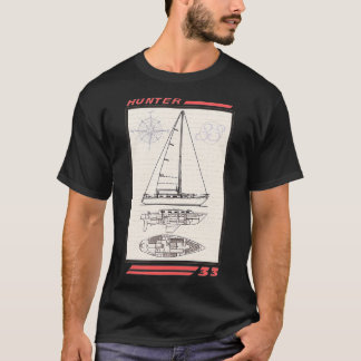 Hunter 33 Sailboat Line Drawing  T-Shirt