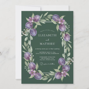 Hunter Amethyst Ranunculus Eucalyptus Wedding Invitation