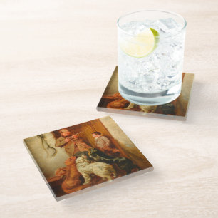 Hunter and Boy by Arthur Fitzwilliam Tait 1876 Glass Coaster