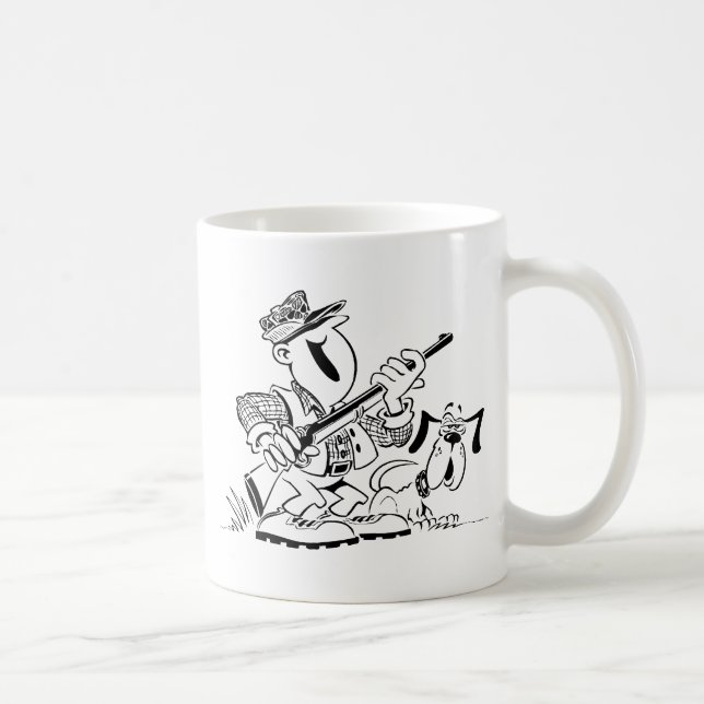Hunter and Dog Cartoon Coffee Mug (Right)