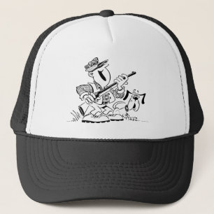 Hunter and Dog Cartoon Trucker Hat