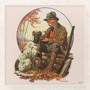 Hunter and Spaniel Glass Coaster