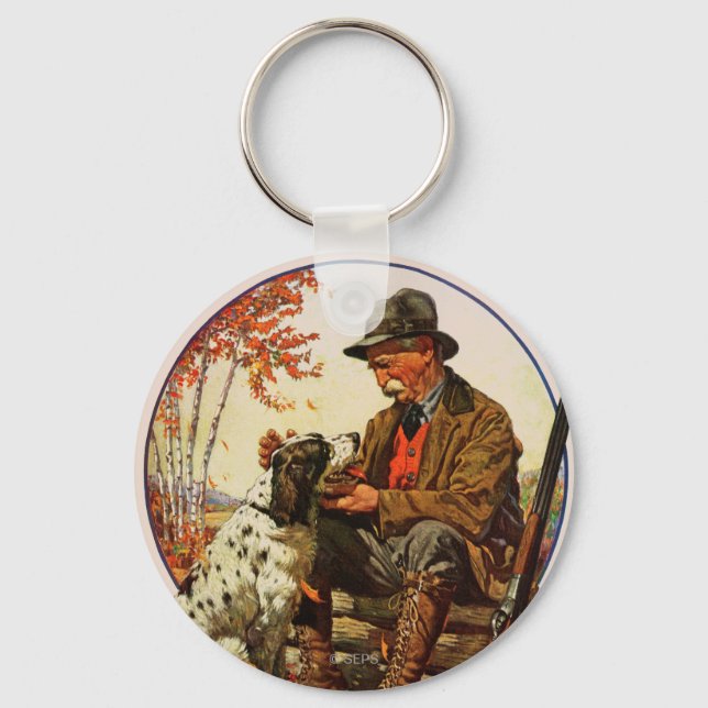 Hunter and Spaniel Key Ring (Front)
