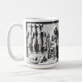 Hunter and Wolves Marble Relief Coffee Mug