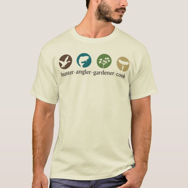 Hunter Angler Gardener Cook T-Shirt (white) (Front)